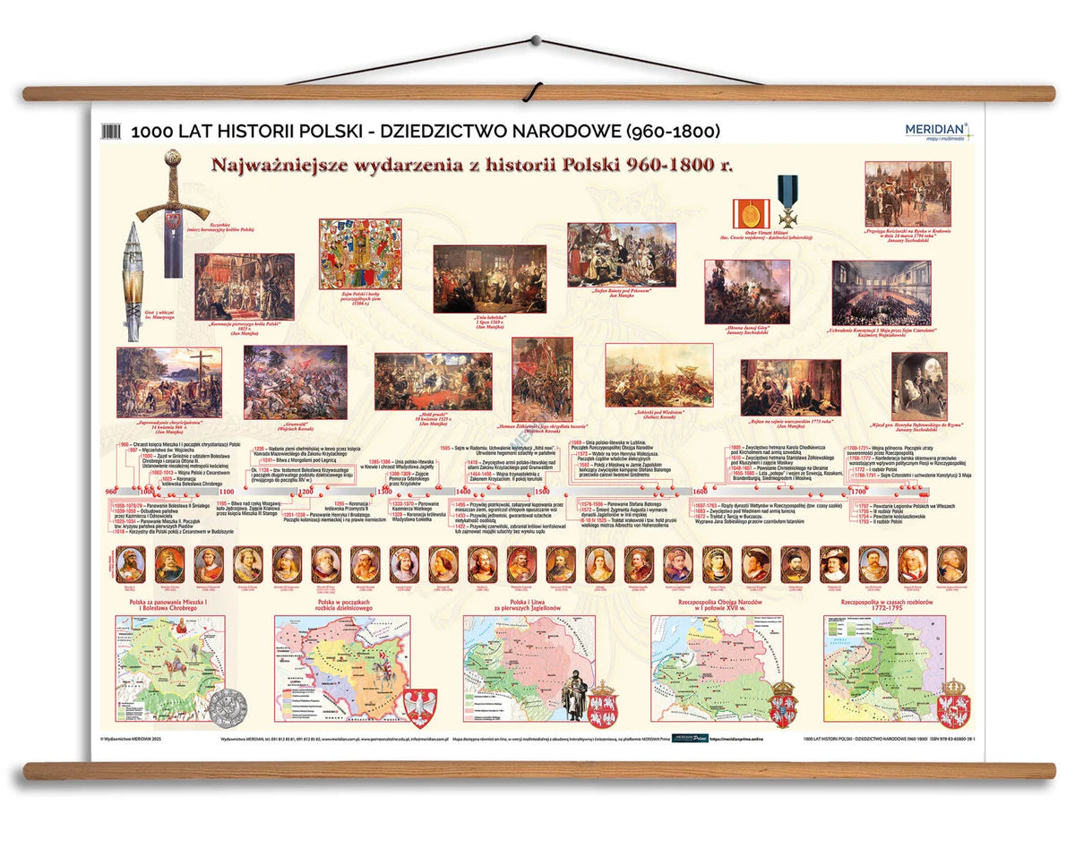 1000 lat historii Polski - dziedzictwo narodowe (960-1800) - mapa ścienna
