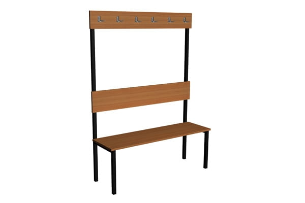 Ławka korytarzowo szatniowa Classic 1-str. z oparciem i wieszakiem 1m lub 1,5m — meble Metalbit