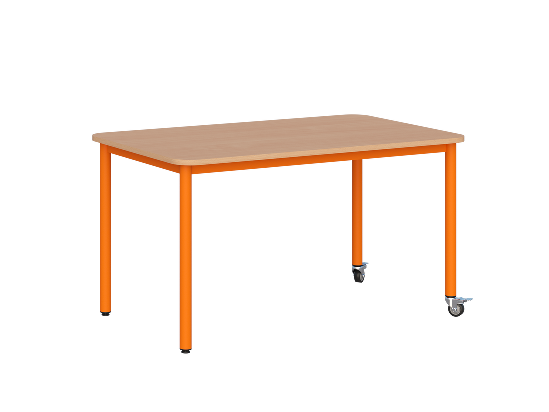 Stolik mobilny szkolno-przedszkolny, blat prostokątny 1200x700 mm (Nr 1, 2, 3) — meble Metalbit