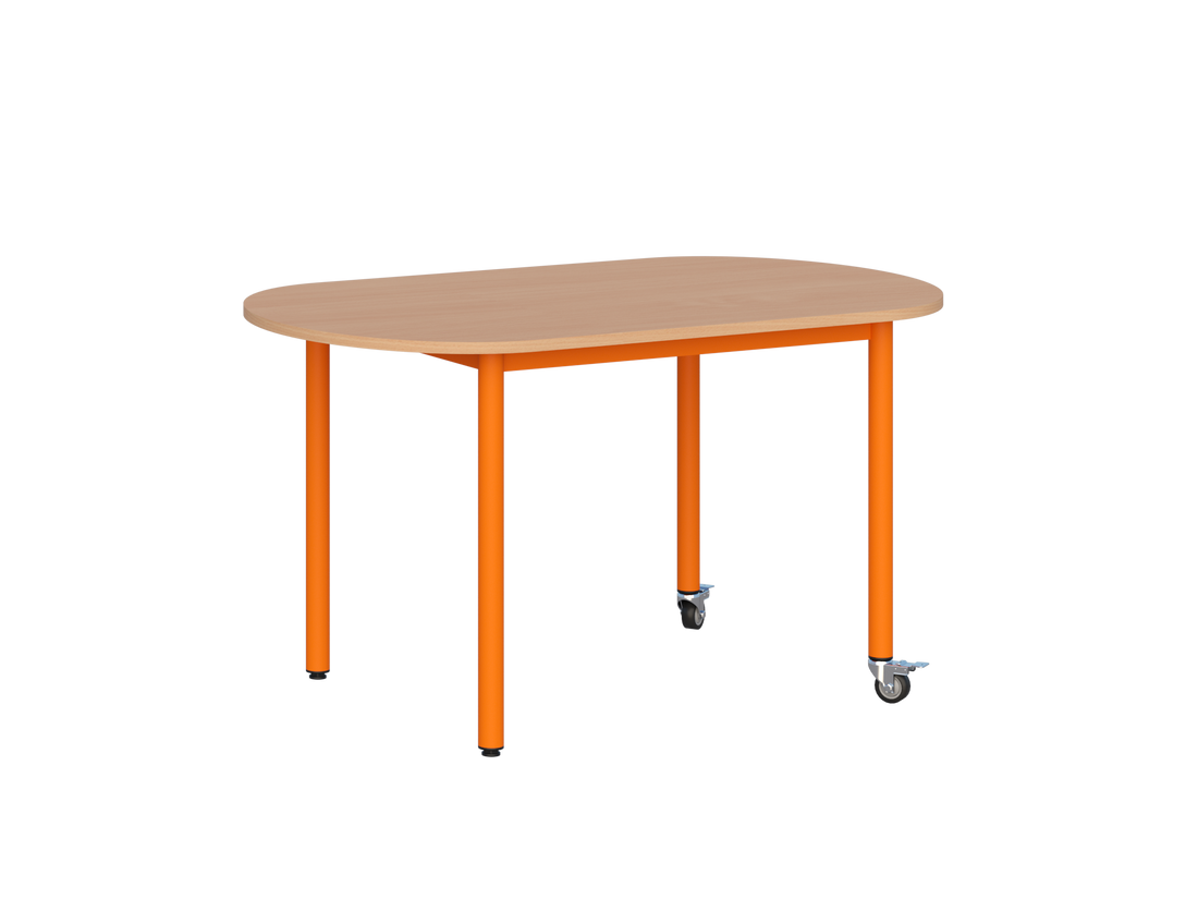 Stolik mobilny szkolno-przedszkolny, blat owalny 1200x700 (Nr 1, 2, 3) — meble Metalbit