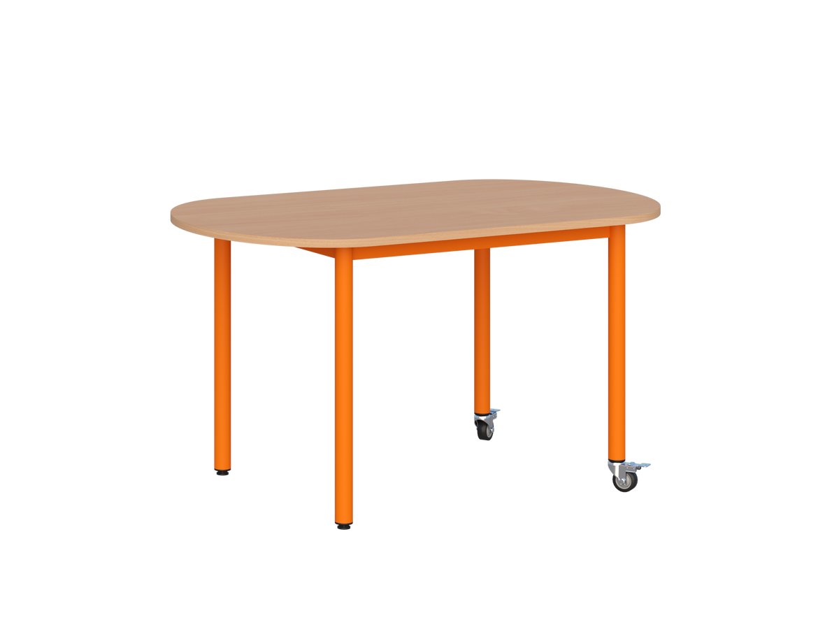 Stolik mobilny szkolno-przedszkolny, blat owalny 1200x700 (Nr 1, 2, 3) — meble Metalbit