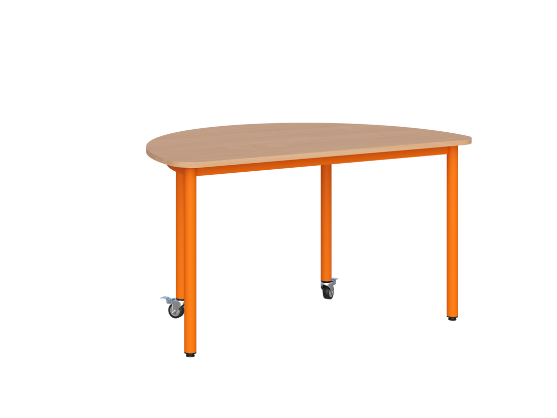Stolik mobilny szkolno-przedszkolny, blat półokrągły 1200x600 (Nr 1, 2, 3) — meble Metalbit