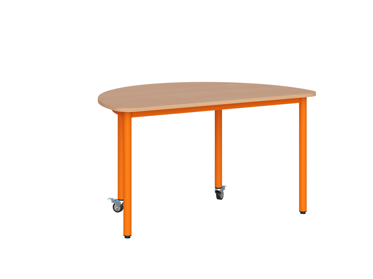 Stolik mobilny szkolno-przedszkolny, blat półokrągły 1200x600 (Nr 1, 2, 3) — meble Metalbit