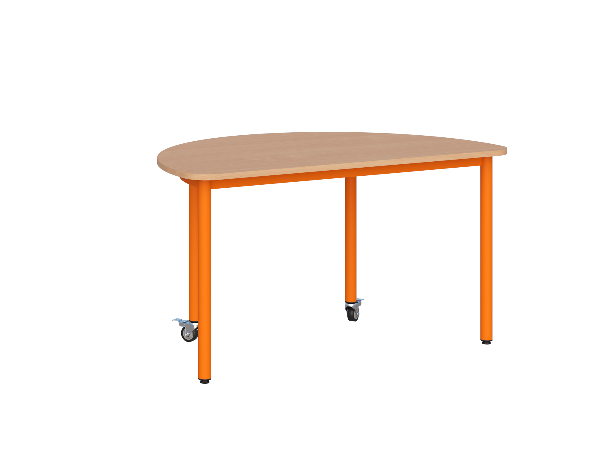 Stolik mobilny szkolno-przedszkolny, blat półokrągły 1200x600 (Nr 1, 2, 3) — meble Metalbit