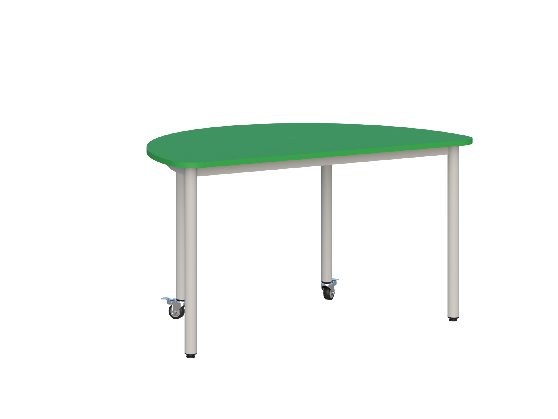 Stolik mobilny szkolno-przedszkolny, blat półokrągły 1200x600 (Nr 4, 5, 6) — meble Metalbit