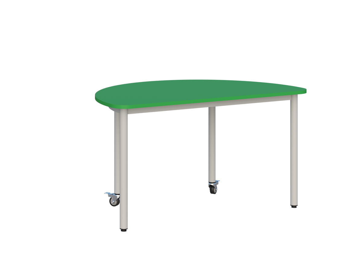 Stolik mobilny szkolno-przedszkolny, blat półokrągły 1200x600 (Nr 4, 5, 6) — meble Metalbit