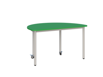Stolik mobilny szkolno-przedszkolny, blat półokrągły 1200x600 (Nr 4, 5, 6) — meble Metalbit