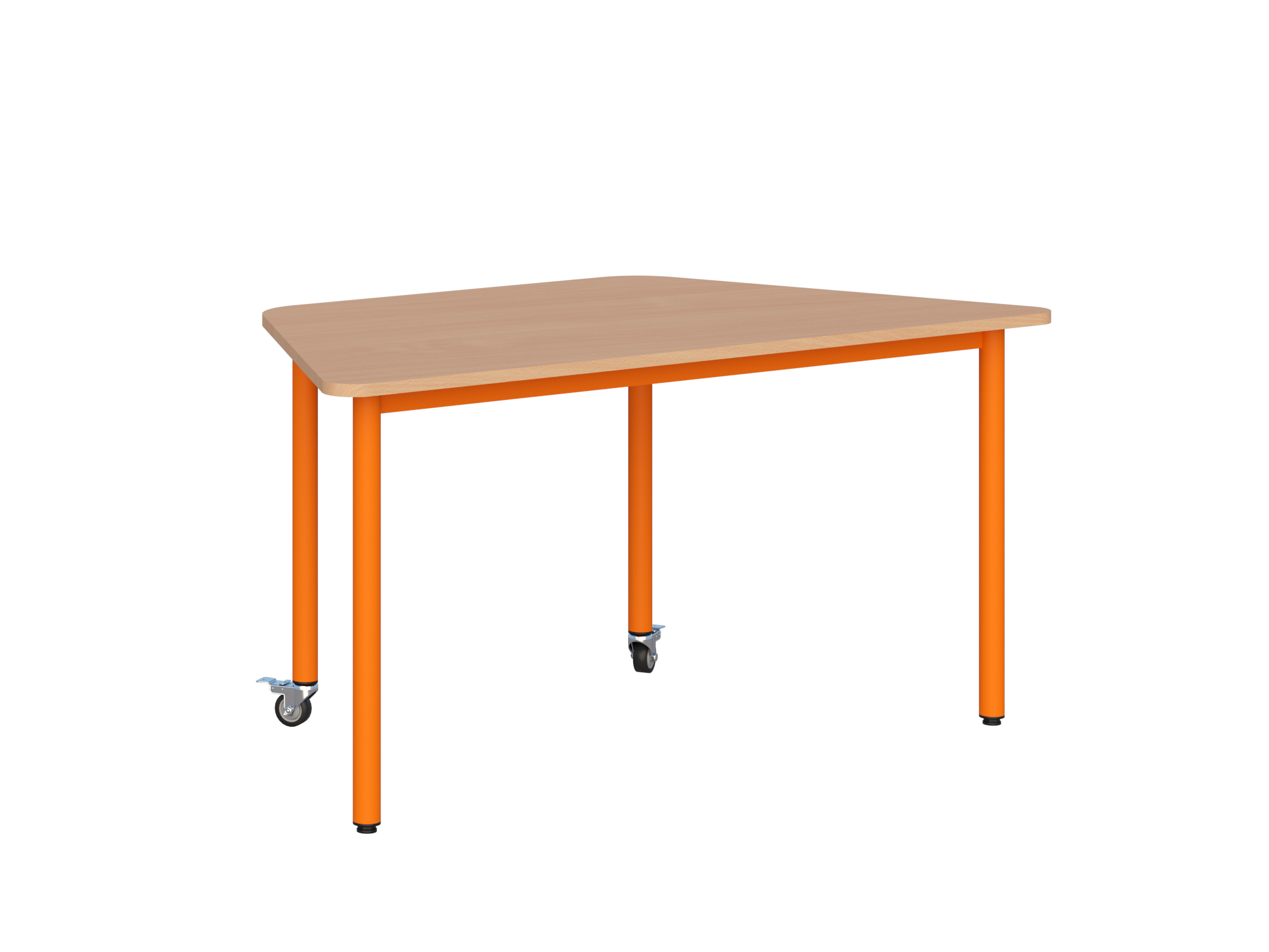 Stolik mobilny szkolno-przedszkolny, blat trapezowy 1400x700 (Nr 1, 2, 3) — meble Metalbit