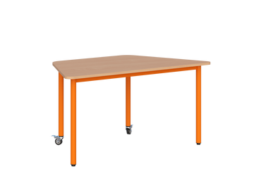 Stolik mobilny szkolno-przedszkolny, blat trapezowy 1400x700 (Nr 1, 2, 3) — meble Metalbit