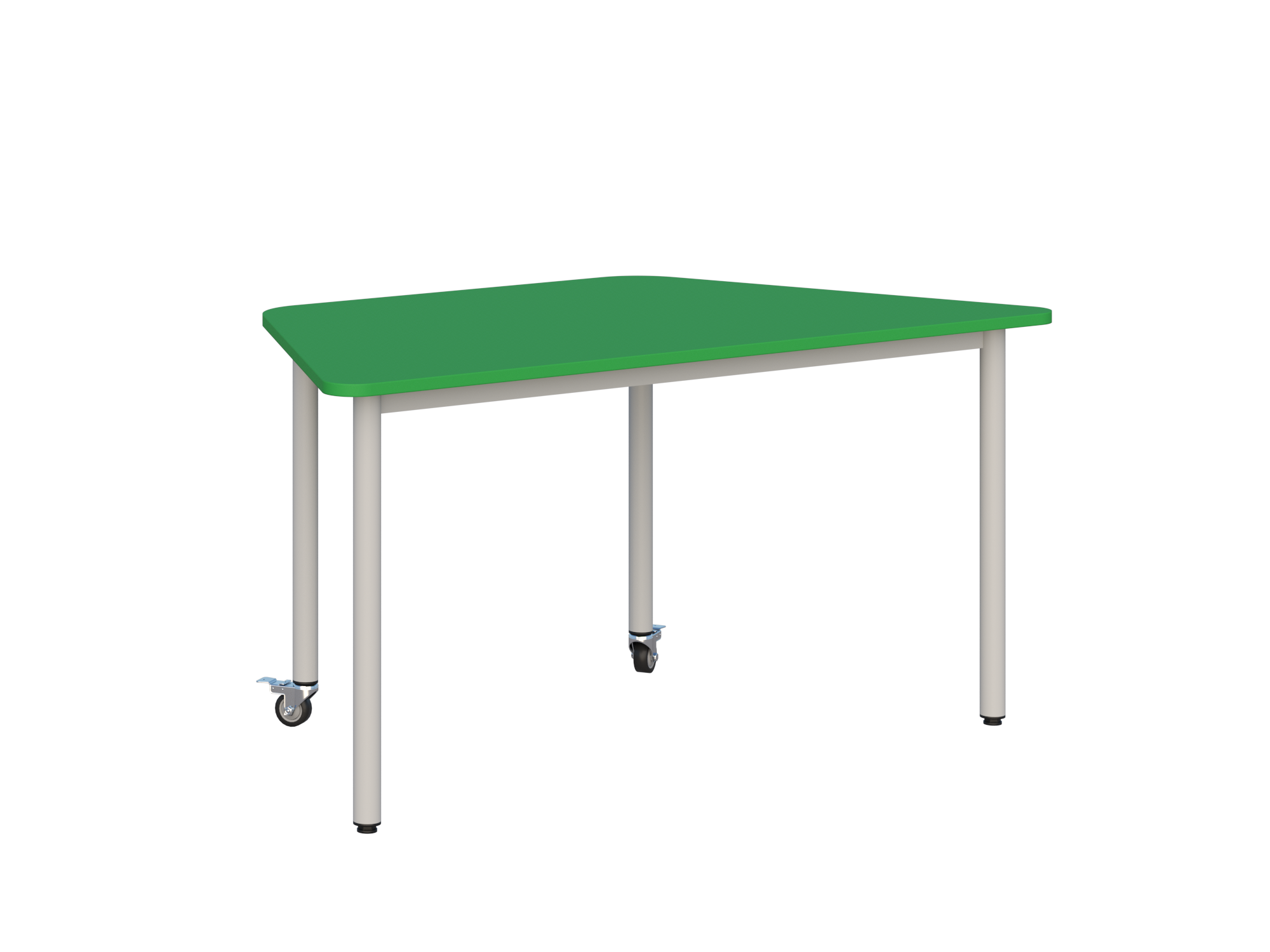 Stolik mobilny szkolno-przedszkolny, blat trapezowy 1400x700 (Nr 4, 5, 6)) — meble Metalbit