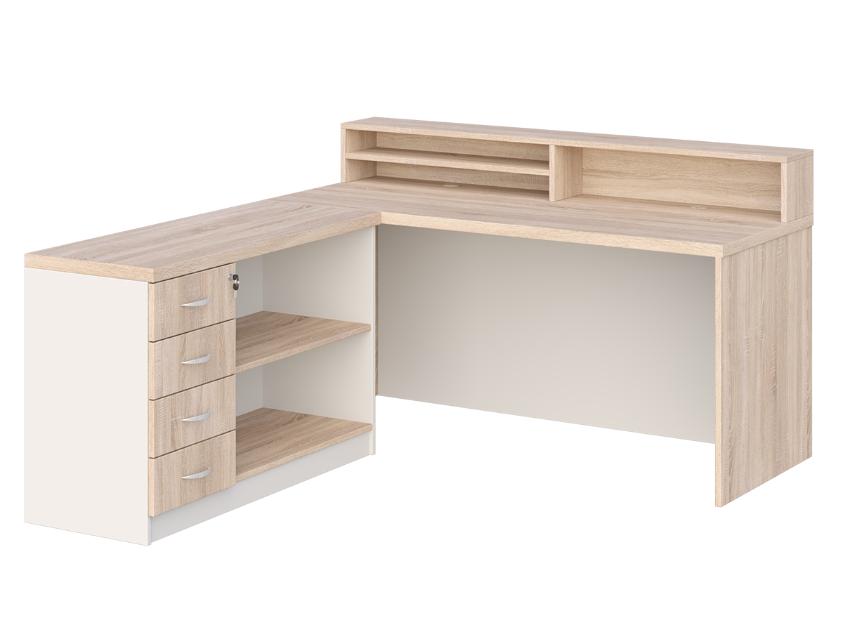 KUJAWIAK PREMIO ZESTAW 27 - Biurko z nadstawką dł. 1600 z komodą Nr 4 — meble Metalbit