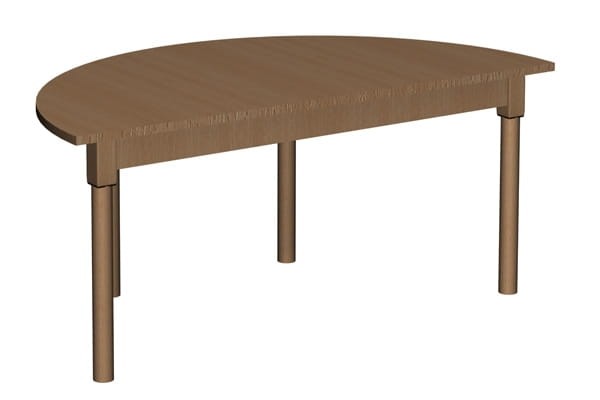 Stół przedszkolny/do żłobka półokrągły 1200x600 — meble Metalbit