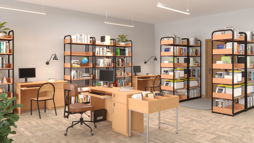 Regał biblioteczny C jednostronny z zabezpieczeniem tyłu i boków o zwiększonej wytrzymałości półek