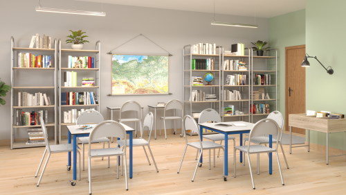 Regał biblioteczny C jednostronny z zabezpieczeniem o zwiększonej wytrzymałości półek