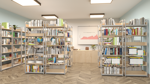 Regał biblioteczny C jednostronny z zabezpieczeniem tyłu i boków o zwiększonej wytrzymałości półek