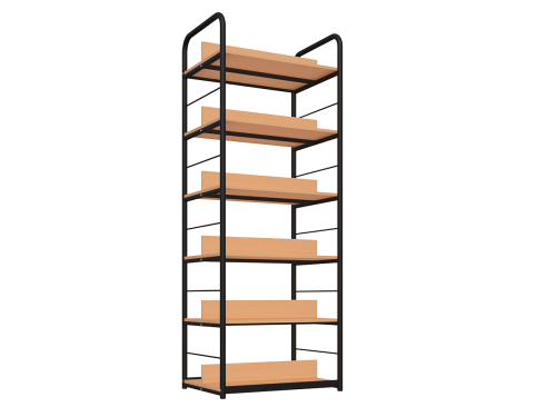 Regał biblioteczny B dwustronny o zwiększonej wytrzymałości półek — meble Metalbit