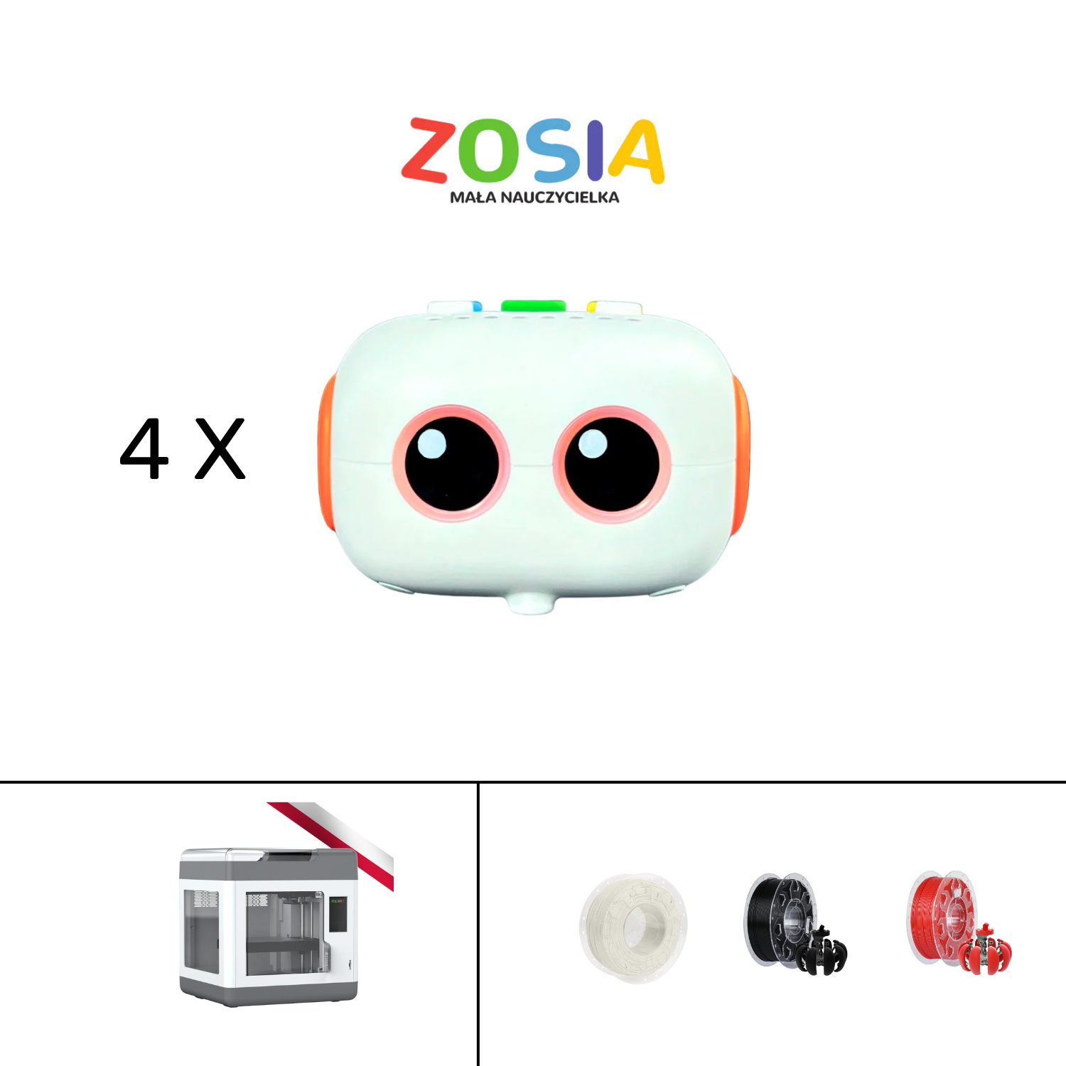 Inwestycja C 2.1.3 Zestaw za 6 366 PLN: 4 x Zosia Mała Nauczycielka, drukarka 3D i akcesoria