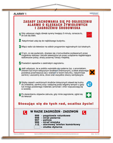 Alarmy! Jak zachować się podczas alarmu o klęskach żywiołowych - plansza dydaktyczna