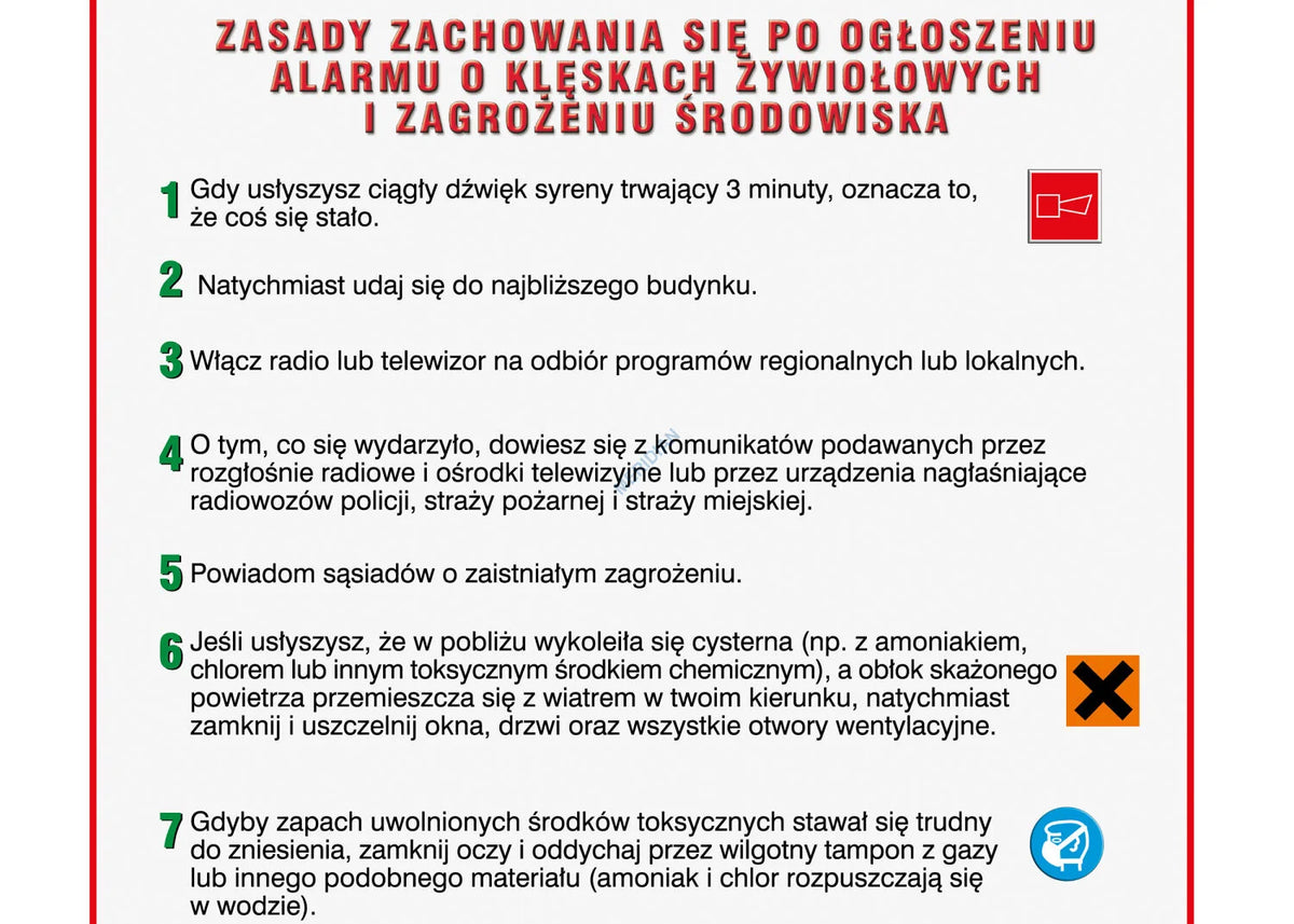 Alarmy! Jak zachować się podczas alarmu o klęskach żywiołowych - plansza dydaktyczna - zdjęcie 2