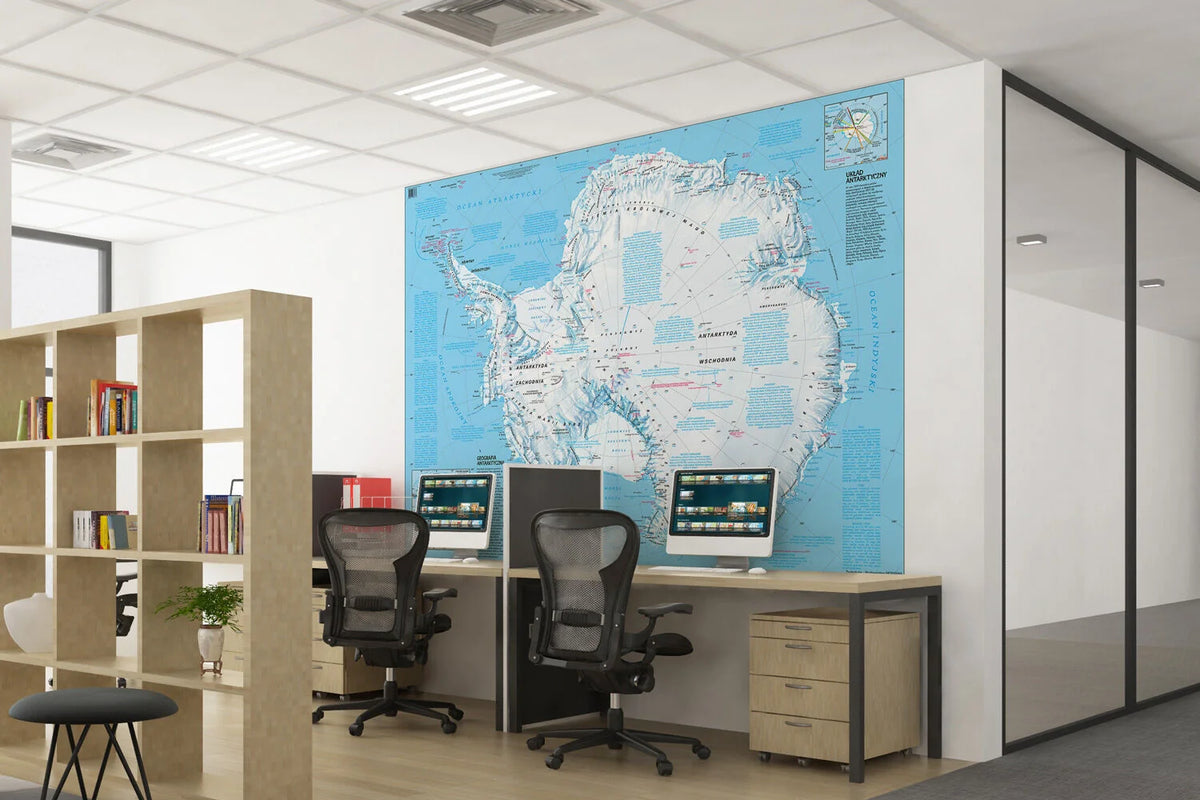 Antarktyda - mapa fizyczna - wersja fototapeta