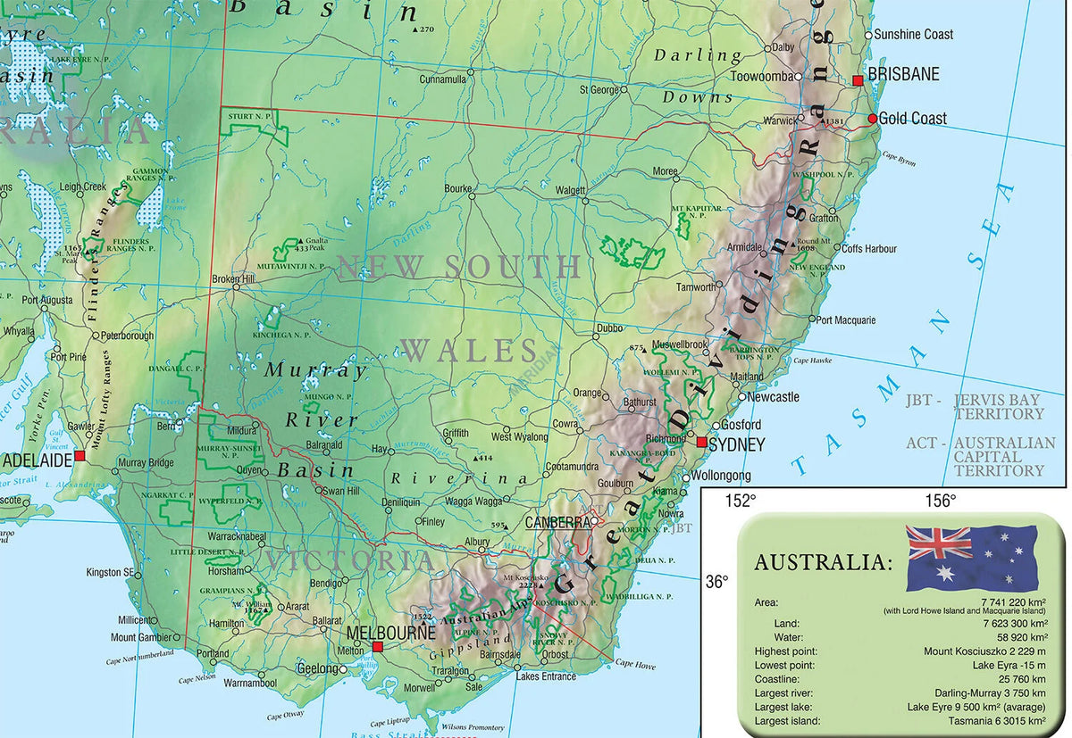 Australia physical - mapa ścienna w języku angielskim - zdjęcie 3