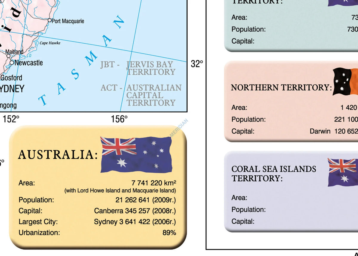 Australia political - mapa ścienna w języku angielskim - zdjęcie 3
