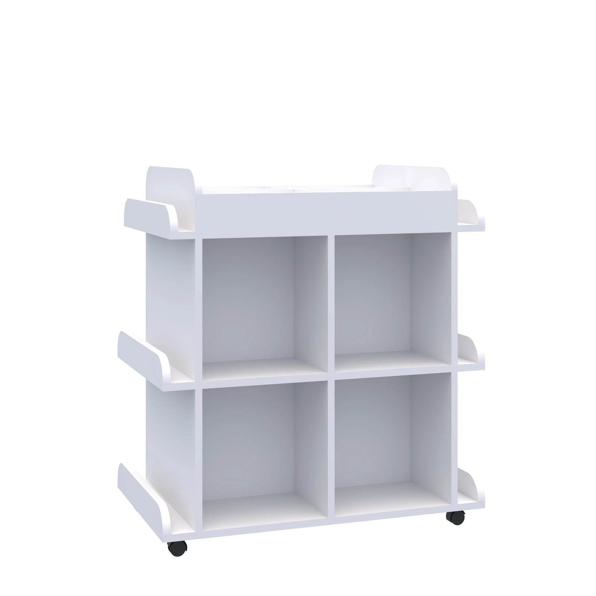 Biblioteczka mobilna Smart 2P z półkami dwustronnymi 866x518x948 – biały