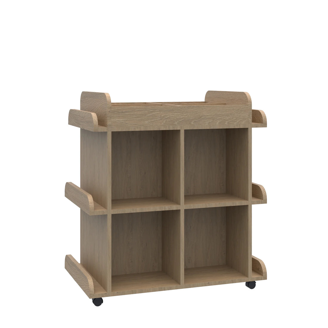 Biblioteczka mobilna Smart 2P z półkami dwustronnymi 866x518x948 – dąb
