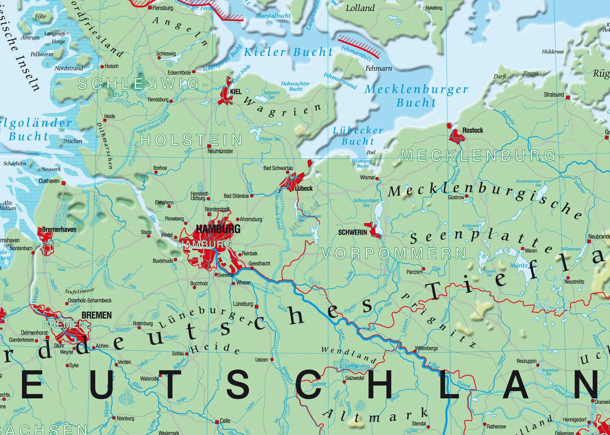Deutschland physisch - mapa ścienna w języku niemieckim - zdjęcie 3