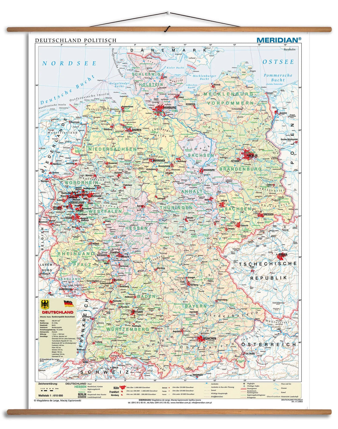 Deutschland politisch - mapa ścienna w języku niemieckim