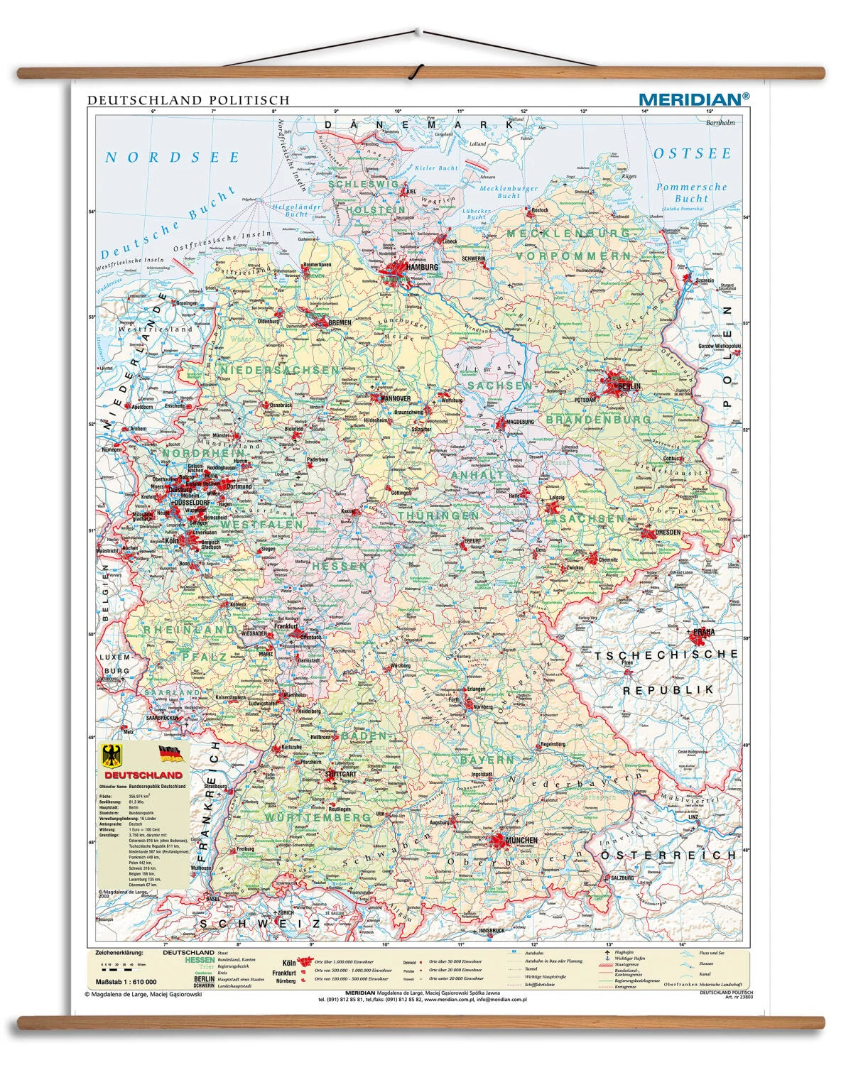Deutschland politisch - mapa ścienna w języku niemieckim