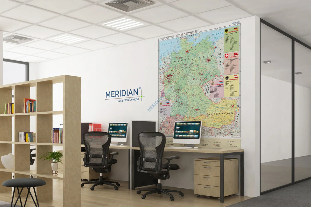 Deutschsprachige Länder politisch - mapa ścienna w języku niemieckim - wersja fototapeta