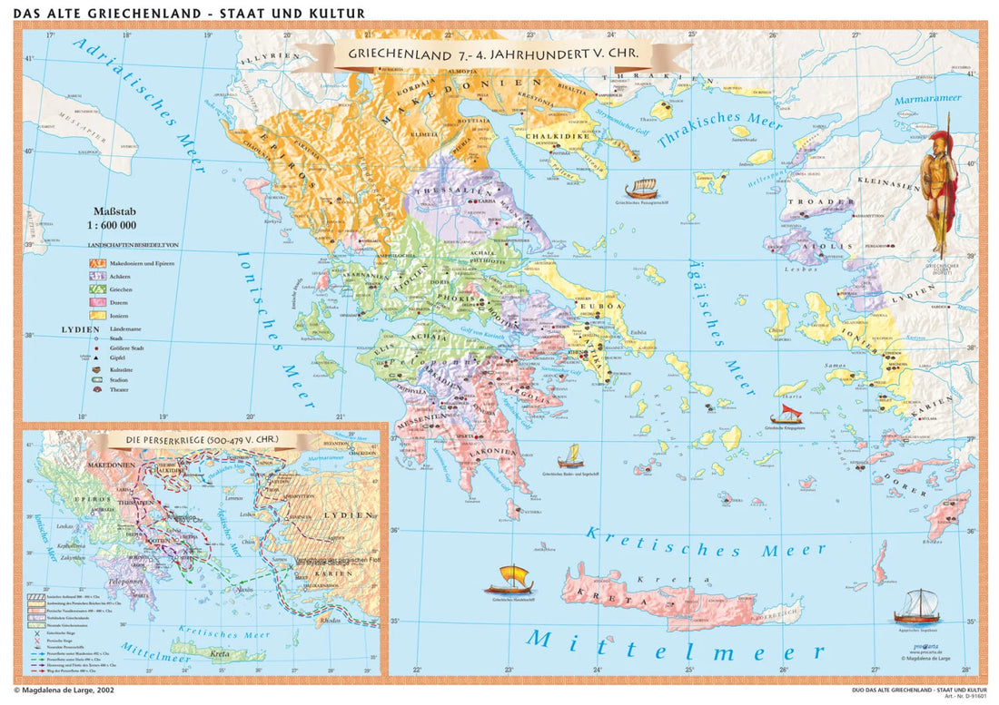 DUO: Das alte Griechenland - dwustronna mapa ścienna w języku niemieckim