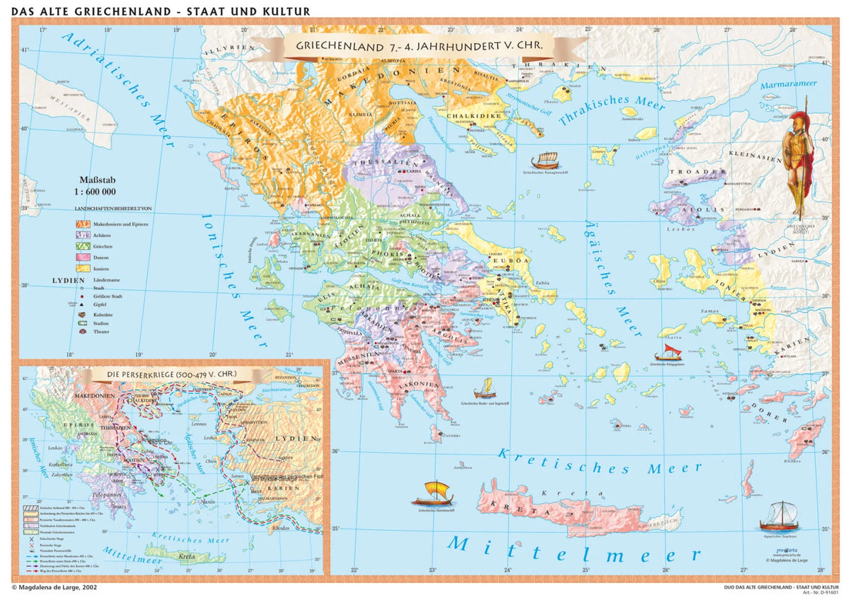 DUO: Das alte Griechenland - dwustronna mapa ścienna w języku niemieckim - zdjęcie 2