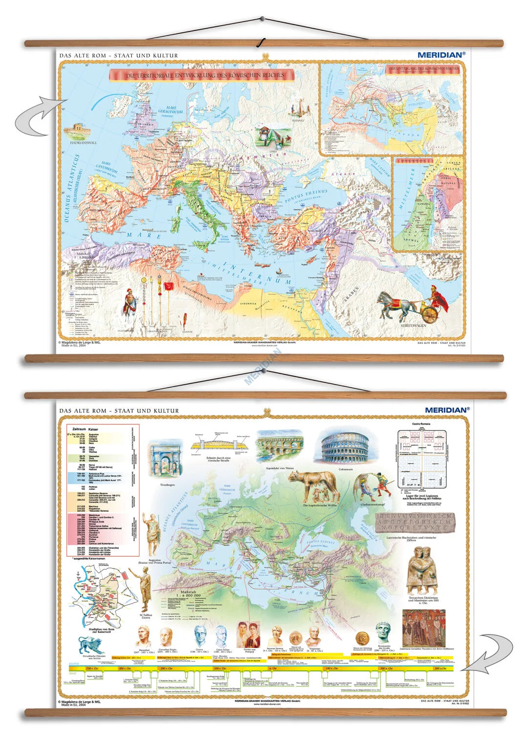 DUO: Das alte Rom - dwustronna mapa ścienna w języku niemieckim