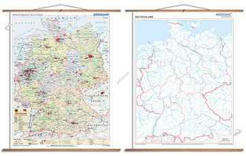 DUO: Deutschland politisch / stumm - dwustronna mapa ścienna w języku niemieckim