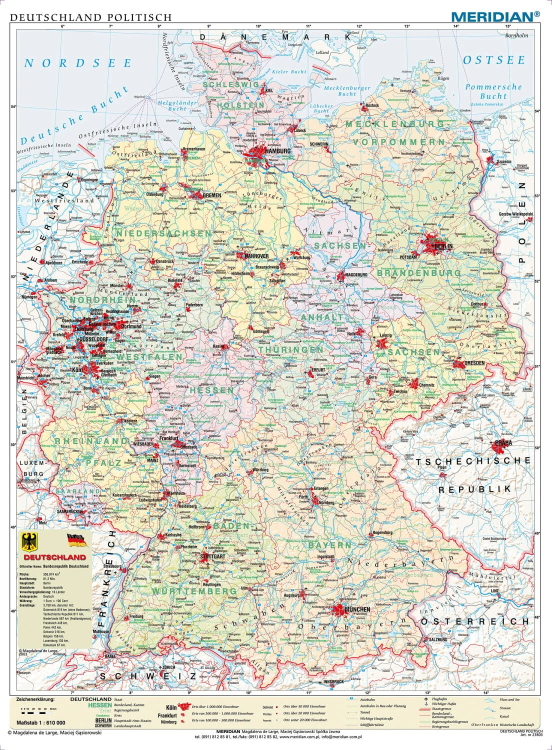 DUO: Deutschland politisch / stumm - dwustronna mapa ścienna w języku niemieckim - zdjęcie 2