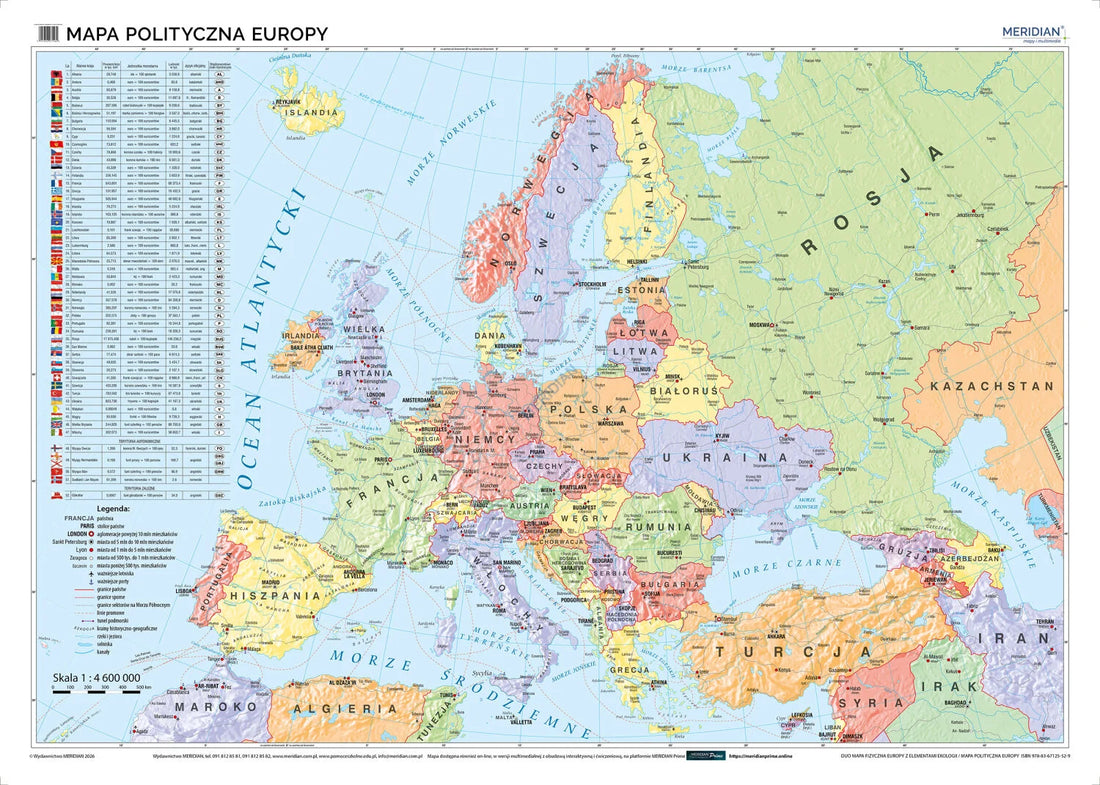 DUO: Europa fizyczna z elementami ekologii / Europa polityczna - dwustronna mapa ścienna