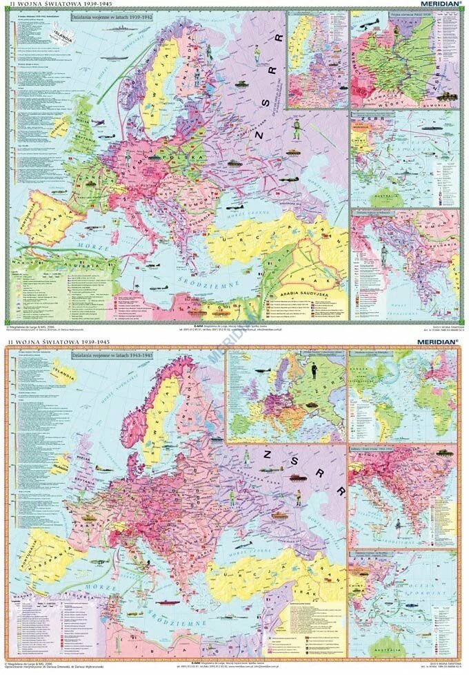 DUO: II Wojna Światowa 1939-41 / 1942-45 - dwustronna mapa ścienna