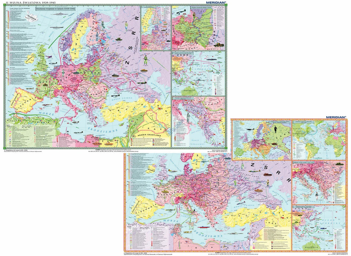 DUO: II Wojna Światowa 1939-41 / 1942-45 - dwustronna mapa ścienna - zdjęcie 2