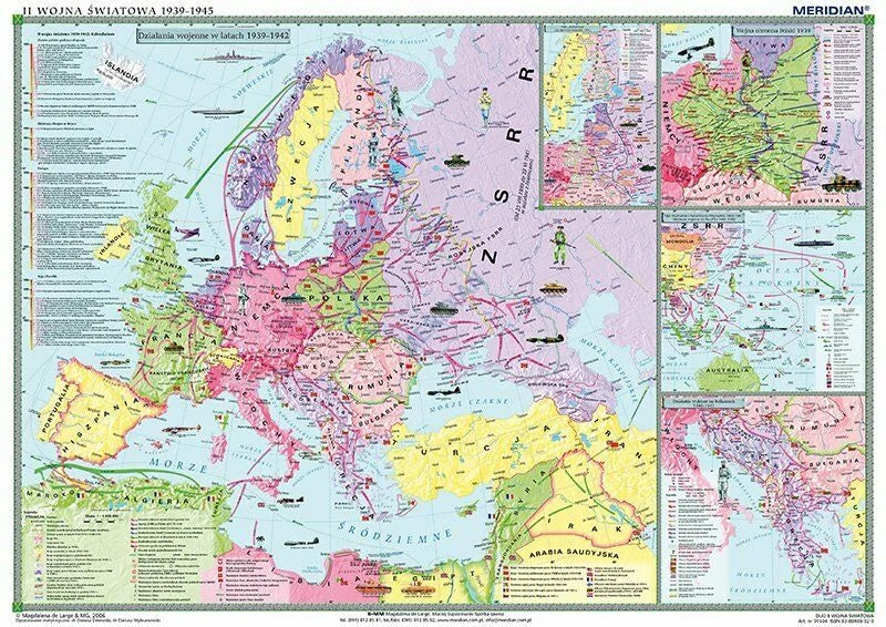 DUO: II Wojna Światowa 1939-41 / 1942-45 - dwustronna mapa ścienna - zdjęcie 3