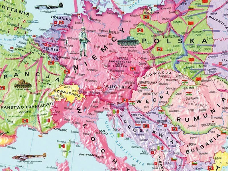 DUO: II Wojna Światowa 1939-41 / 1942-45 - dwustronna mapa ścienna - zdjęcie 4