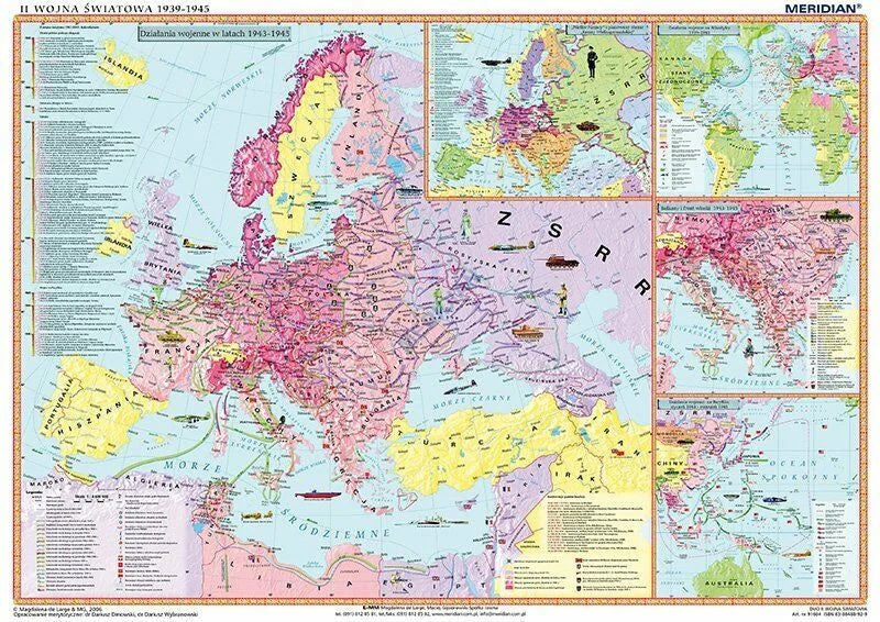 DUO: II Wojna Światowa 1939-41 / 1942-45 - dwustronna mapa ścienna - zdjęcie 5