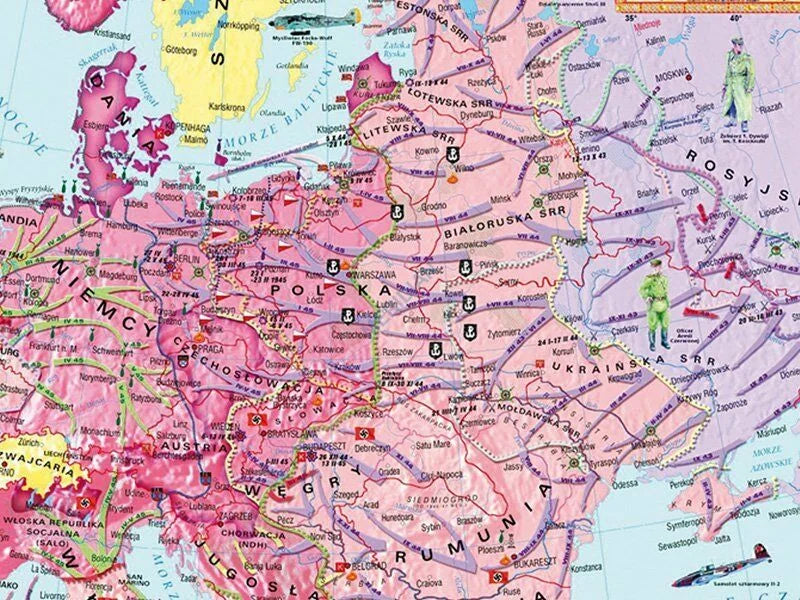 DUO: II Wojna Światowa 1939-41 / 1942-45 - dwustronna mapa ścienna - zdjęcie 6
