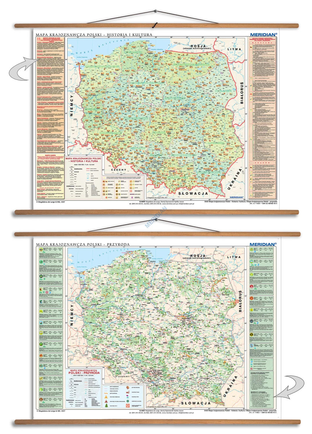 DUO: Mapa krajoznawcza Polski - historia i kultura / przyroda - dwustronna mapa ścienna