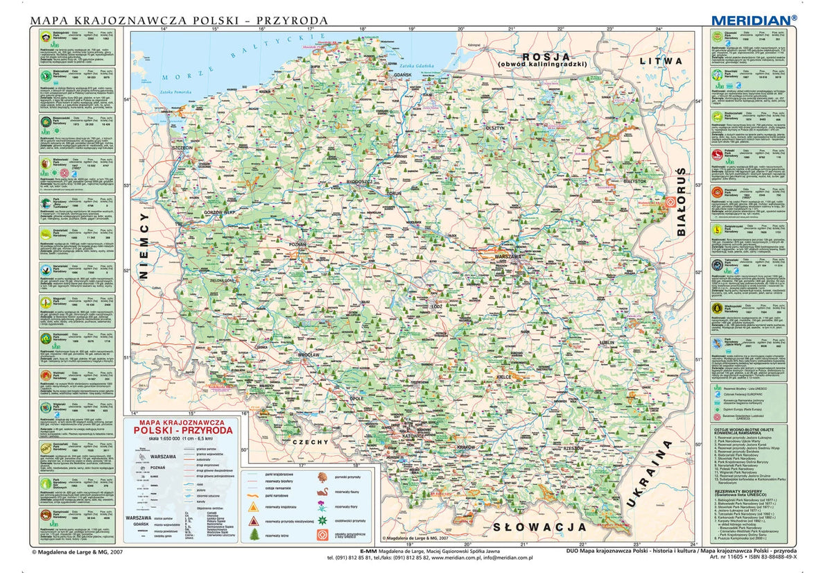 DUO: Mapa krajoznawcza Polski - historia i kultura / przyroda - dwustronna mapa ścienna - zdjęcie 2
