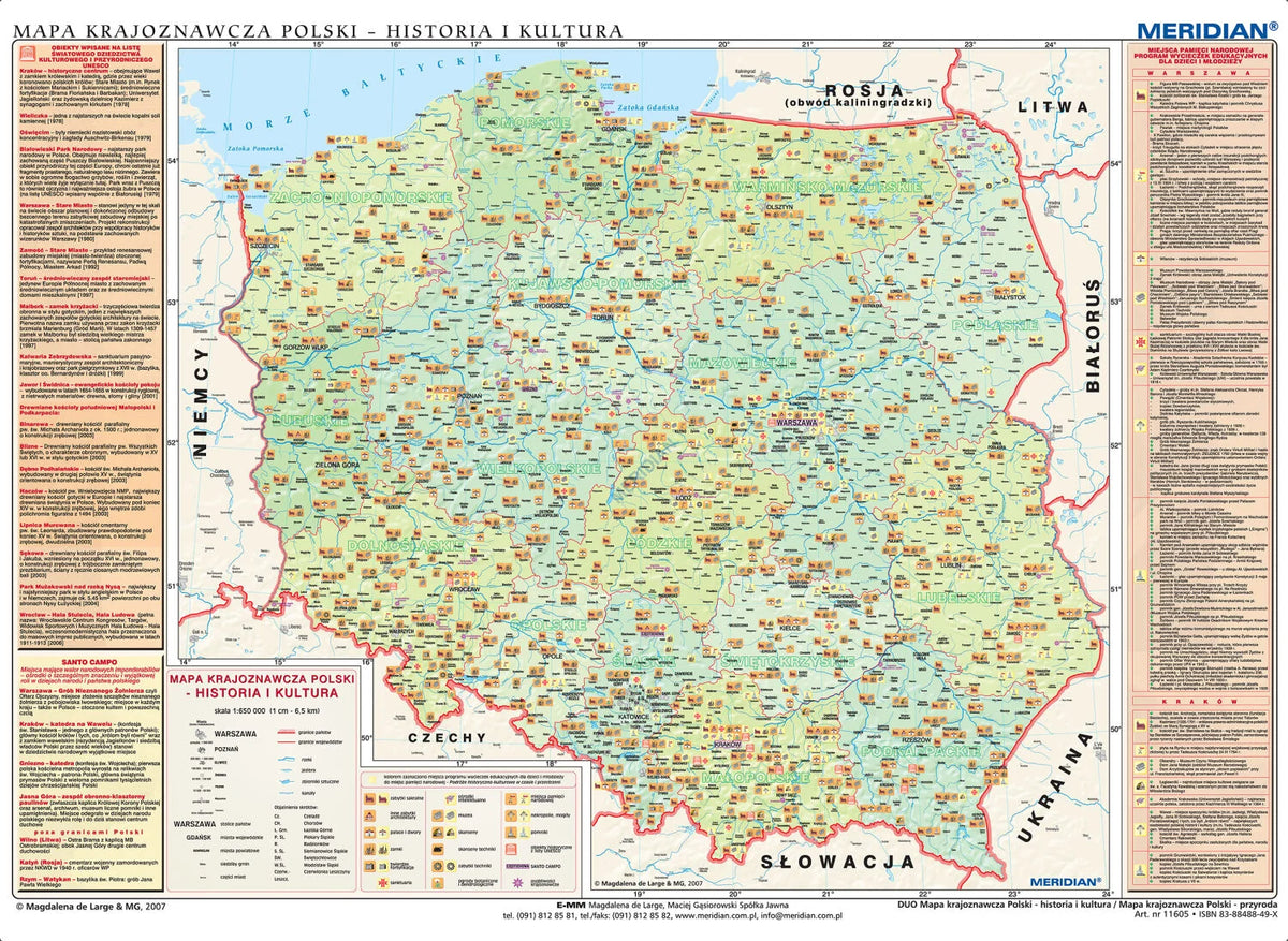 DUO: Mapa krajoznawcza Polski - historia i kultura / przyroda - dwustronna mapa ścienna - zdjęcie 4