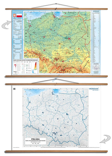 DUO: Polska fizyczna z elementami ekologii / mapa hipsometryczna - mapa ścienna