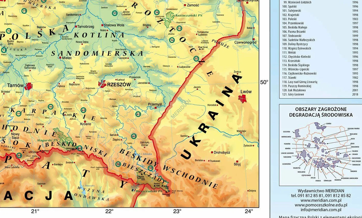 DUO: Polska fizyczna z elementami ekologii / mapa hipsometryczna - mapa ścienna - zdjęcie 5