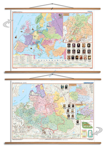 DUO: Rzeczpospolita po Unii Lubelskiej (XVI wiek)/ Europa XVI wiek - dwustronna mapa ścienna